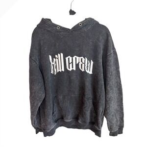 Kill Crew Oversized Lux Lone Wolf Graphic Mineral Wash Hoodie Black L